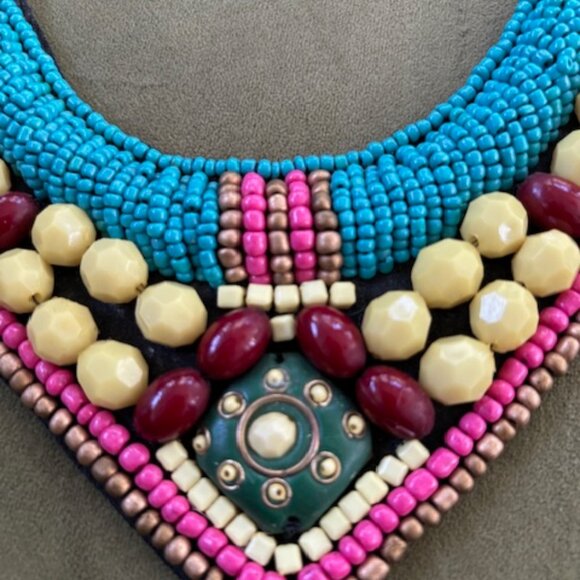 Colorful Beaded Collar Necklace - Picture 4 of 6